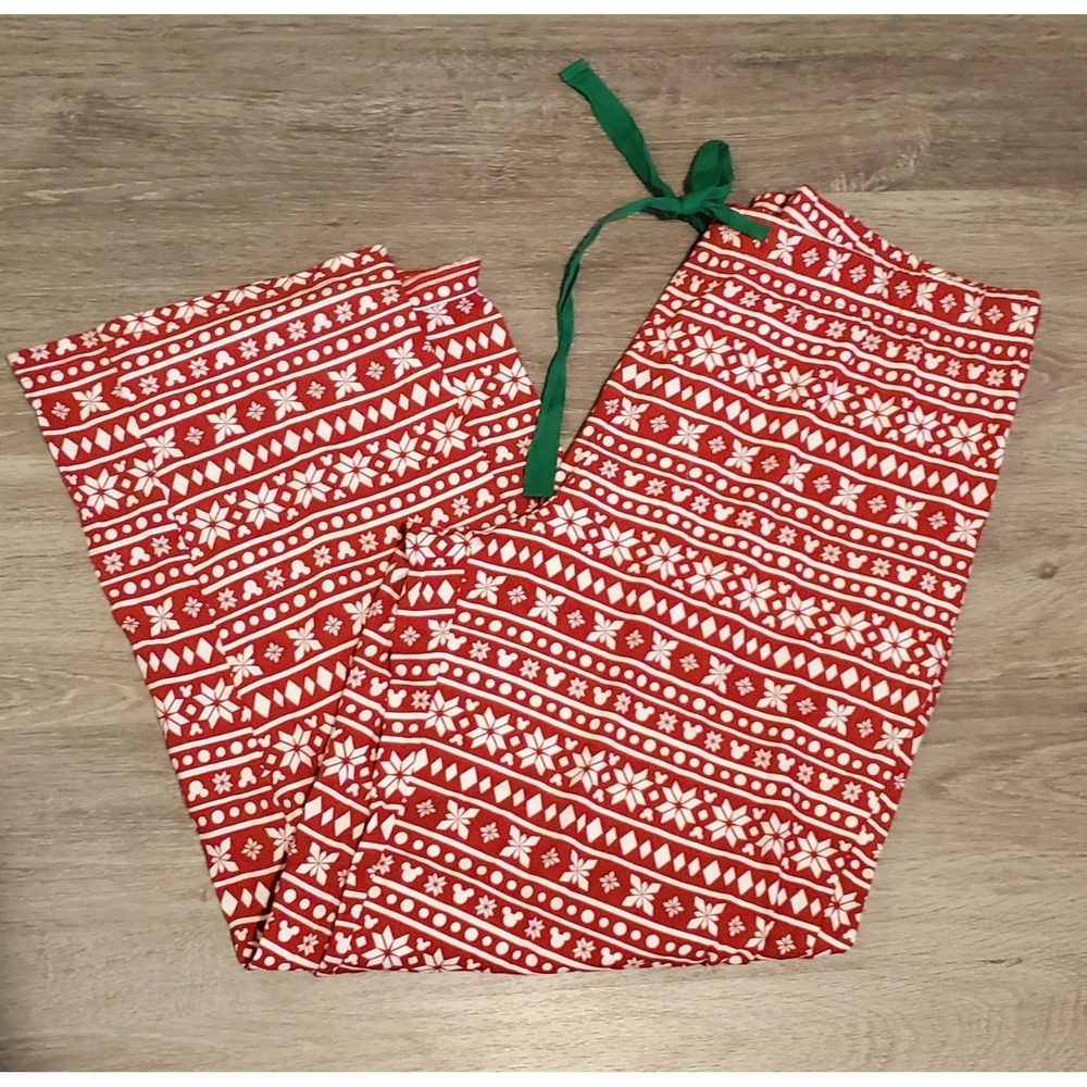 Disney Store Christmas Red White Lounge Pants Nordic Fair Isle Mickey Pattern